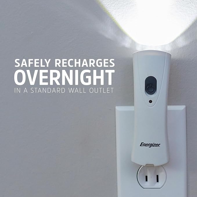 Energizer Auto-On LED Flashlights Rechargeable for Home Power Failure, Plug in LED Flashlight for Power Outage, Night Light, Hurricane Preparedness (Pack of 12)