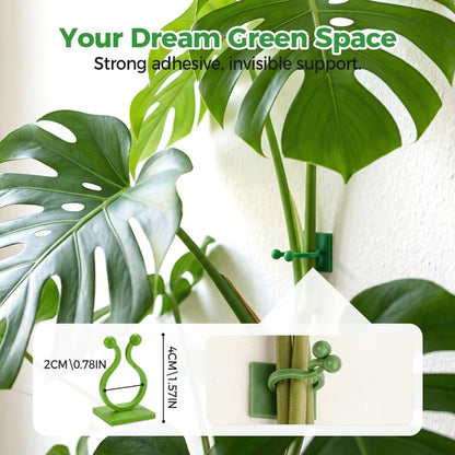 Plant Climbing Wall Fixture Clips, Plant Fixer Invisible Wall Vines Fixing Clips, Self Adhesive Vine Traction, Green Plant Fixer with Self-Adhesive Hook for Indoor Outdoor (20 Pcs)