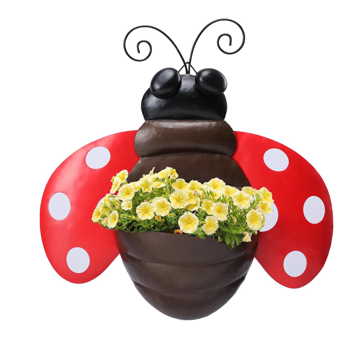 Chonsun Metal Wall Planter Ladybug Wall Mounted Planters Small Flower Pot with Drainage for Indoor Outdoor Farmhouse Hanging Planter Succulent Plant Container Vertical Garden Yard Decor