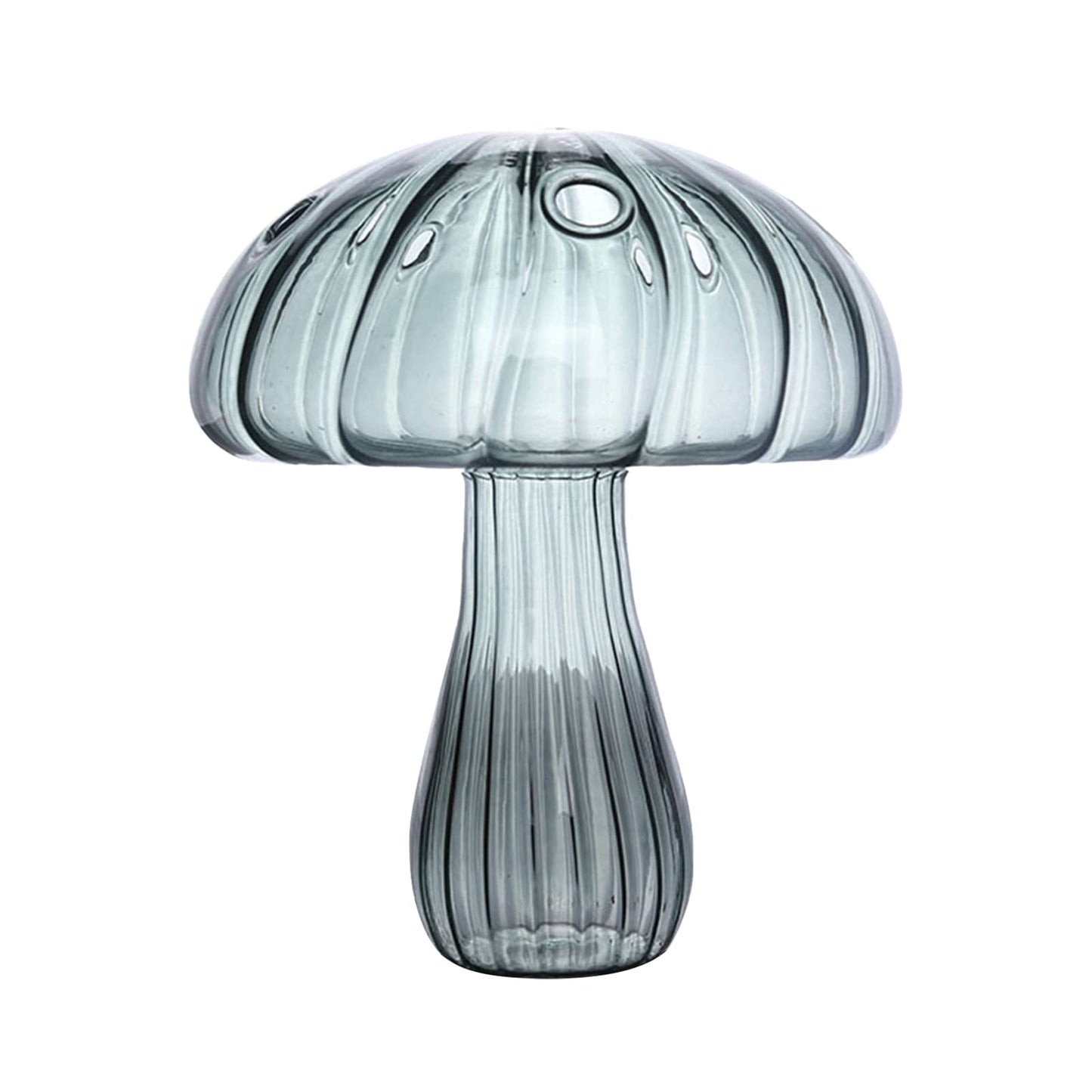 LIANGLIDE Mushroom Shaped Glass Vase, Transparent, Modern, Multipurpose, Table Top, Home Office, Bedroom, Wedding, Graduation, Mother's Day, Women, Flowers, 12.3 x 14.5cm, 110g