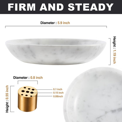 Koville Italian Carrara Marble Incense Holder, Upgraded 6" Incense Holders for Sticks, Sturdy Incense Burner Ash Catcher, Ideal for Meditation, Relaxing, Easy to Clean