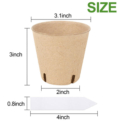 GardEasy 120PCS 3.15 Inch Peat Pots for Seedling, Outdoor Garden Germination Nursery Peat Pots Plants with Bonus 20 Plant Labels