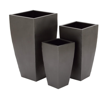 Deco 79 Metal Indoor Outdoor Planter Large Planter Pot with Tapered Base, Set of 3 Planters 20", 25", 30"H, Dark Gray