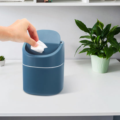 ABOOFAN Mini Desktop Trash can with Lid Small Countertop Garbage Bin for Office and Home Use One-Hand Operation Movable Base Easy to Clean Waste Basket 6.29X5.11X5.11In