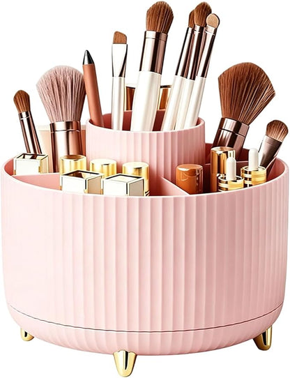 Makeup Brush Holder, Makeup Brush Organizer Countertop, Skincare Makeup Cosmetic Perfume Organizer Storage Box Case for Vanity Bathroom Countertop(Pink)