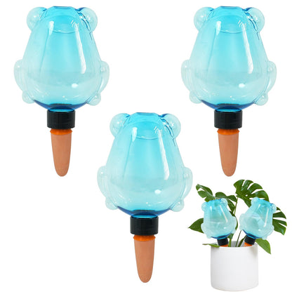 GEWOSI 3 Pack Plant Self Watering Globes Top Fill for Indoor Plastic Water Bulbs Slow Release Terracotta 13oz Self Watering Planter Insert Automatic Drip Irrigation Water Spikes Stakes Devices System