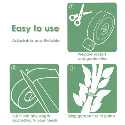 plantactic Garden Tie Green Tape, Plant Supports, Gentle On Plants (65.6ft × 0.6 inch, 1 roll, Green)
