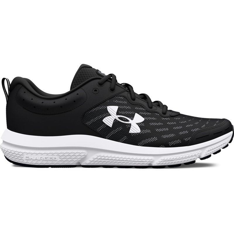 Under Armour Men's Charged Assert 10 Running Shoe, (001) Black/Black/White, 14 XX-Wide