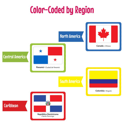 Menique Flags of the World Memory Matching Game – 100 Cards, 50 Countries to Match – Educational & Fun for Kids and Adults – Color-Coded by Continent – Learn Flags, Capitals, and Geography