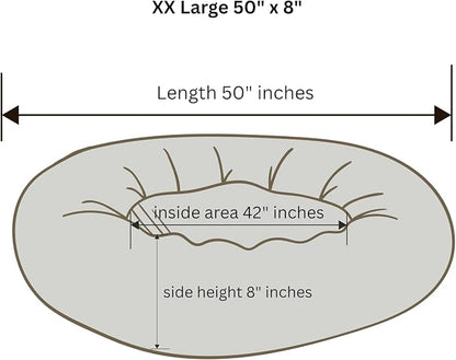 Organic Cotton Canvas Dog Bed: Removable Cover, Natural Fill - Made in USA (Cow Print Black White, XX Large 50" x 8" inches)