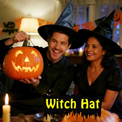 29 IYEBRAO 15 Pcs Halloween Decorative Witch Hats, Thick Black Witch Hats Bulk, With 147 FT Rope Hanging Witch Hat, Halloween Outdoor and Indoor Decoration Party Supplies, Witch Costume Accessories