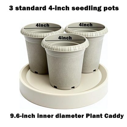 KangTeer 11.2 Inch Plant Caddy with Hidden Wheels,2-Pack Gray+Light Gray, Round Rolling Plant Stand, Mobile Tray for Medium-Sized Flower Pots, Protect Floor, Easy Move