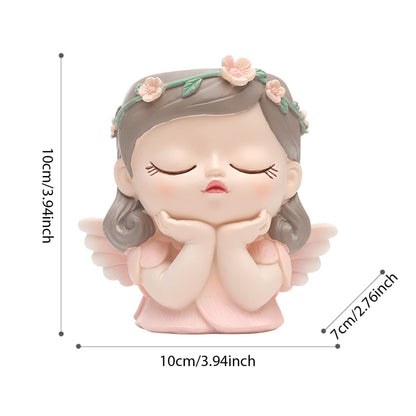 BEAHING Face Planter, Fairy Girl Face Plants Pots, Resin Waterproof Head Pot with Drainage Hole, Small Girl Face Succulent Pots for Indoor Plants Tiny Cactus (Praying)