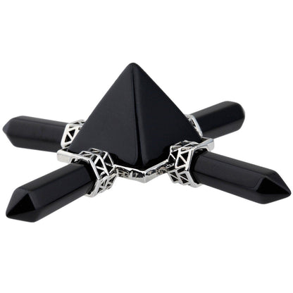 Rockcloud Pyramid Energy Generator, Reiki Chakra Healing Crystal Stone,Black Obsidian