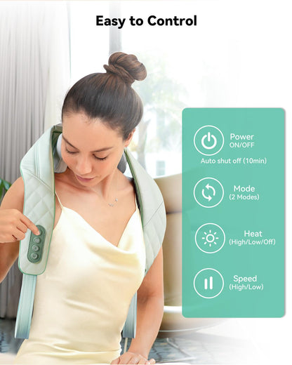 Snailax Cordless Shiatsu Neck Massager with Heat, 4D Kneading Back Shoulder Massager Deep Tissue, Larger Massage & Heating Area, Gift for Mom Dad