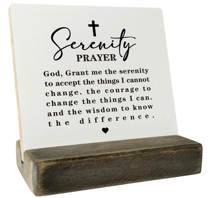 Serenity Prayer Wood Plaque, God Grant Me The Serenity, Inspirational Wooden Stand, Meaningful Sign, Unisex Sobriety & Mental Health Gift