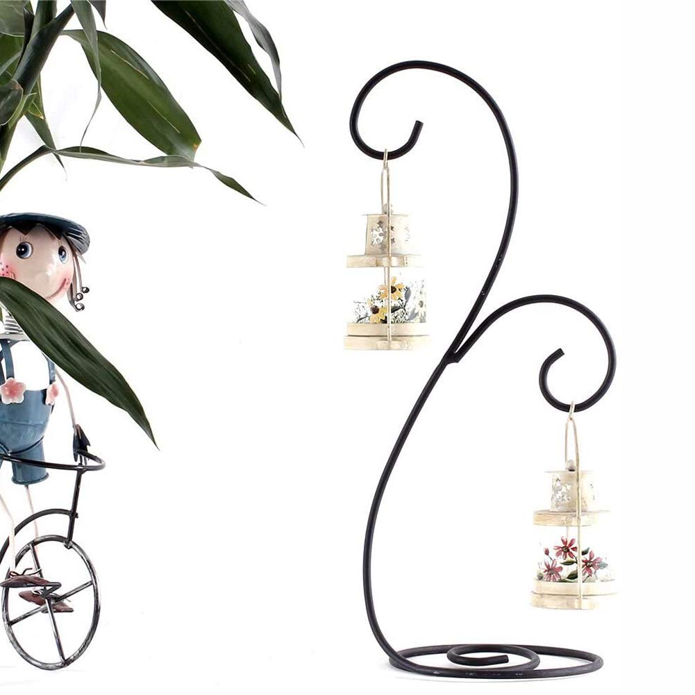 Ornament Display Stand Set of 2 - Metal Stand Flower Pot Holder Rack for Hanging Glass Globe Air Plant Terrarium, Lantern, Witch Ball - Iron Home Wedding Decoration (15.2")