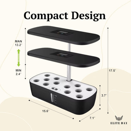 ELITE BAY-Hydroponic Growing System 12 Pods – Smart Garden with LED Display, Full-Spectrum Grow Light & 4L Water Tank | AU/US Plug | Soil-Free Planter Kit | Black |for Home, Office & Kitchen.
