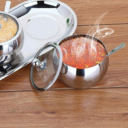 LIZEALUCKY Seasoning Box, Spice jar for Seasoning Rack, Condiment Bottle for Storage Container, 304 Stainless Steel jar with lid and Spoon