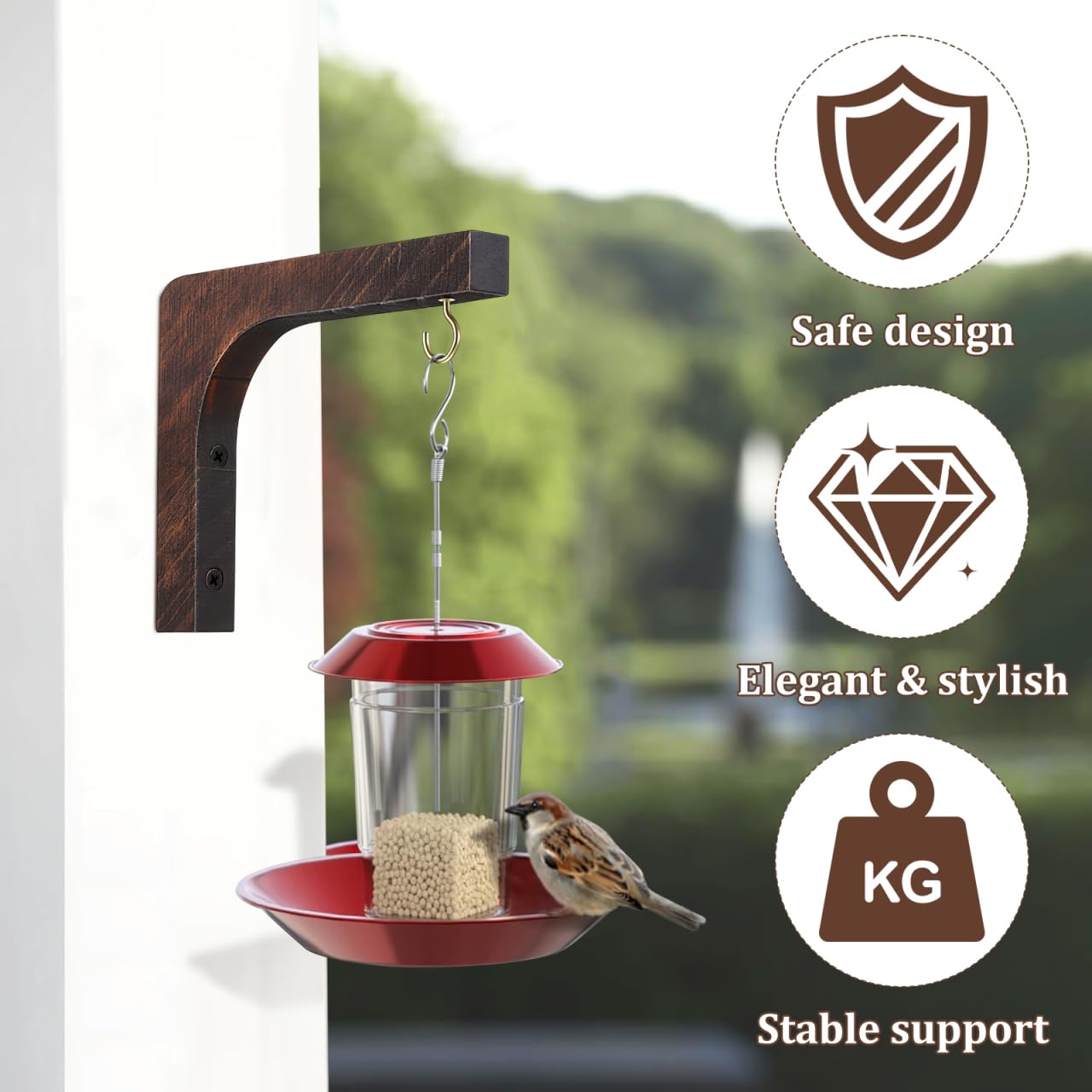 Abaodam Wooden Wall Mounted Hanging Plant Hanger Wall Hooks for Flower Bracket Planter Wind Chimes Patio Decor