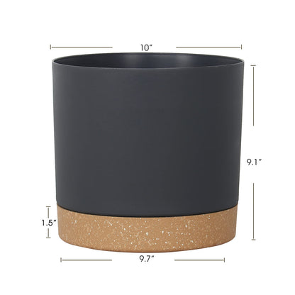 kubvici Plant Pots for Indoor Plants, 2 Pack 10 Inch Plant Pot Plastic Flower Pots Planters with Drainage Saucer for Indoor Outdoor Garden Home (10" Black)