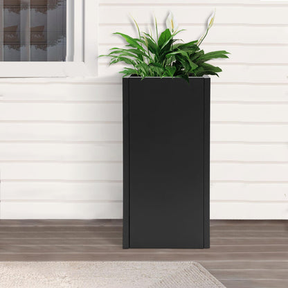 Oiveinya Metal Outdoor Planter Box Rectangular Planter Box Steel Plant Case Metal Plant Holder Large Square Plants Containe (Black/14x14x30in)