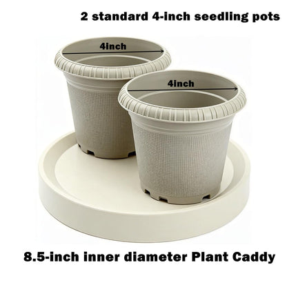 KangTeer Plant Caddy with Hidden Wheels,2-Pack 10 Inch Gray+Light Gray Rolling Plant Stand Mobile Tray, Easy Move Small & Medium Pots, Air Purifiers - Protect Hardwood & Tile Floors