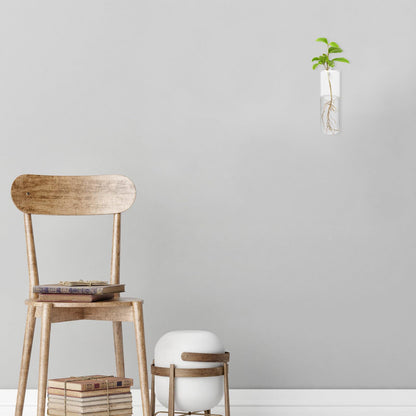 LALAFINA Wall-Mounted Hydroponic Glass Vase Set, Tall Cylindrical Flower Vase Crystal Clay and Invisible Nails, Modern Wall Hanging Terrarium for Indoor Plant Décor