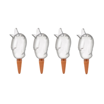 SCHEURICH Boerdy M Set of 4 Self Watering Bird Figures - Transparent Green Automatic Plant Watering Globes - for Indoor/Outdoor Use - UV-Resistant & Easy Monitoring - 4-Day Hydration