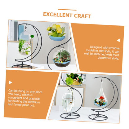 Cabilock Iron Half Moon Ornament Display Stand for Hanging Plants and Glass Terrariums Sturdy Decorative Rack for Home Office Party Compact Modern Design Organizer