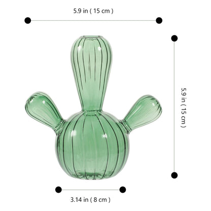 Alasum Glass Cactus Vase Small Hydroponic Plant Vase Green Glass Decorative Terrarium Jar for Tabletop Home Décor and Reed Diffuser Centerpiece