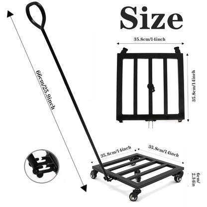 Goooxim 14 Inch Plant Dolly with Wheels - Heavy Duty Steel Caddy for Indoor & Outdoor Pots, 360° Rotating Rollers, Detachable Handle, High Capacity for Easy Mobility & Stability