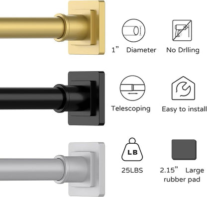 UIOSANRT Gold Shower Curtain Rod 35-66 Inches Non-Slip Shower Rod Tension Mounted No Drill , Adjustable Tension Curtain Rod for Windows Bathroom