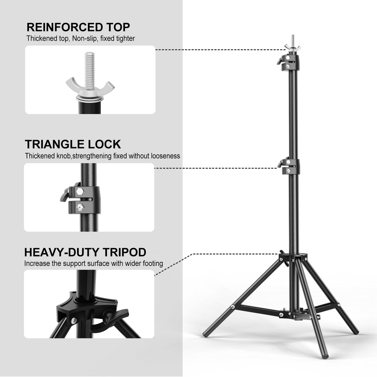 Backdrop Stand 6.5 x 6.5 FT, Adjustable Photography Backdrop Support System Kit with 4 Clamps and Carrying Bag for Parties, Wedding, Photography, Festival Decoration