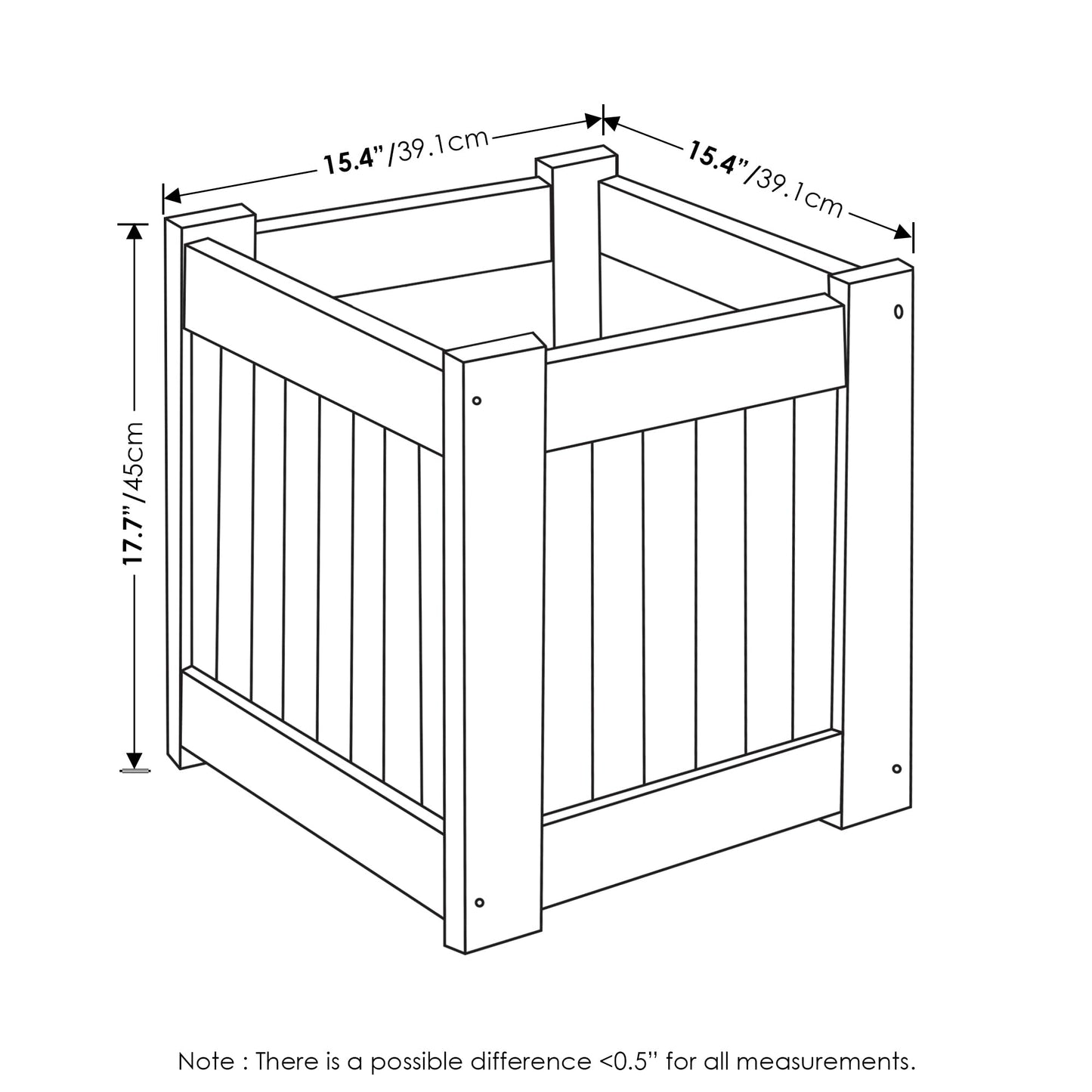 Furinno TIOMAN Planter Box, Hardwood Flower Box, Cube Garden Box, in Teak Oil, Outdoor Indoor, Garden, Patio, Balcony, Light Wood