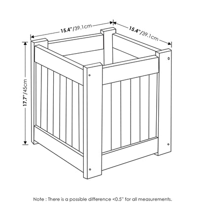 Furinno TIOMAN Planter Box, Hardwood Flower Box, Cube Garden Box, in Teak Oil, Outdoor Indoor, Garden, Patio, Balcony, Light Wood