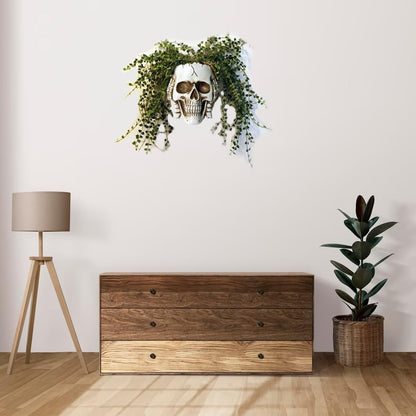 Dolkgy Skull Wall Planter for Home Décor, Hanging Skull Vase Unique Face Flower Pot Head Planters, White Resin Skeleton Gothic Planter for Indoor Outdoor Plants Decorations