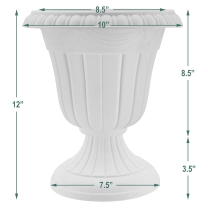 Arcadia Garden Products PL20TP Classic Traditional Plastic Urn Planter Indoor/Outdoor, 10" x 12", Taupe