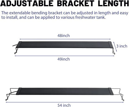 WaterRebirth Ultra-Slim Full Spectrum LED Aquarium Light with Adjustable Brackets.1750LM 40W for 48Inch to 54Inch Fish Tank Lighting Fresh Water