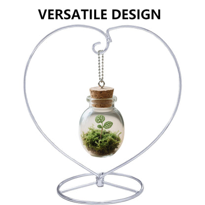 YY YEARCHY Ornament Display Stand for Hanging Glass Globe Ball, Air Plant Flower Holder (Silver, 9" x 8.8")