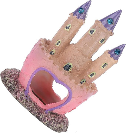 Fish Tank Decorations Small, Mermaid Fish Tank Decorations, Fish Castle for Aquarium, Pink Aquarium Resin Castle Decoration for Aquarium Fish Reptiles Tank