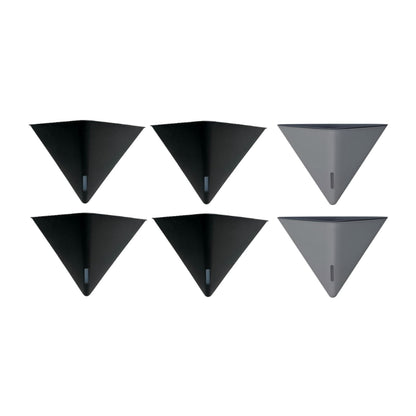 LaLaGreen Bundle - 12" x 4 Pack Black + 12" x 2 Pack Gray Large Self Watering Geometric Hanging Flower Vase Vessel with Metal Hanger, Modern Stylish Wall Mounted Succulent Pot Holder Decor