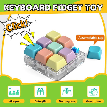 5 PCS Fidget Toys Set for Adults, Fidget Slider, Fidget Cube, Spinner Toy, Keyboard Clicker Toy, Fidget Pad, Cool Gadgets Office Desk Toy for Men Teen Gift