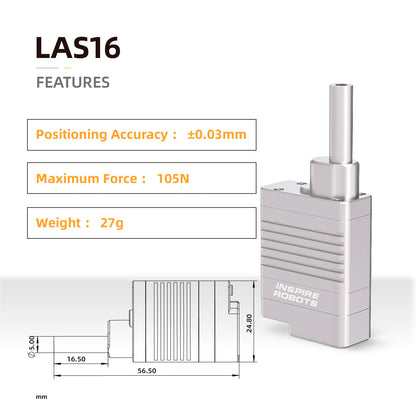 INSPIRE ROBOTS LAS High Precision Micro Linear Servo Actuator,Stroke 16mm,Force 23.6lbs(105N), Drive&Control Integrated| for Robotics,Industrial Automation,Biomedical Instrument,Education|LAS16-021D