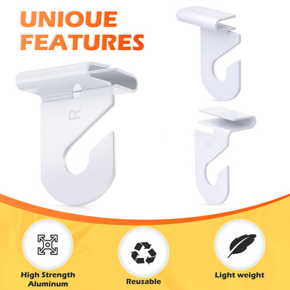 Outus 240 Packs Drop Ceiling Hooks for Hanging Ornament Classrooms & Offices, White Heavy Duty Ceiling Hooks Tile Metal Hangers for Hanging Plants Home, and Wedding Decorations Supplies
