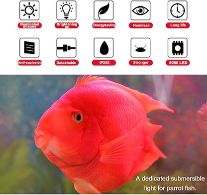 MQ 16 in Submersible LED Aquarium Light, 2.5W Color Changing Fish Tank Light with Remote Control, IP68 Crystal Glass 18 LEDs Lights Bar, for Fish Tank 20-25 inch
