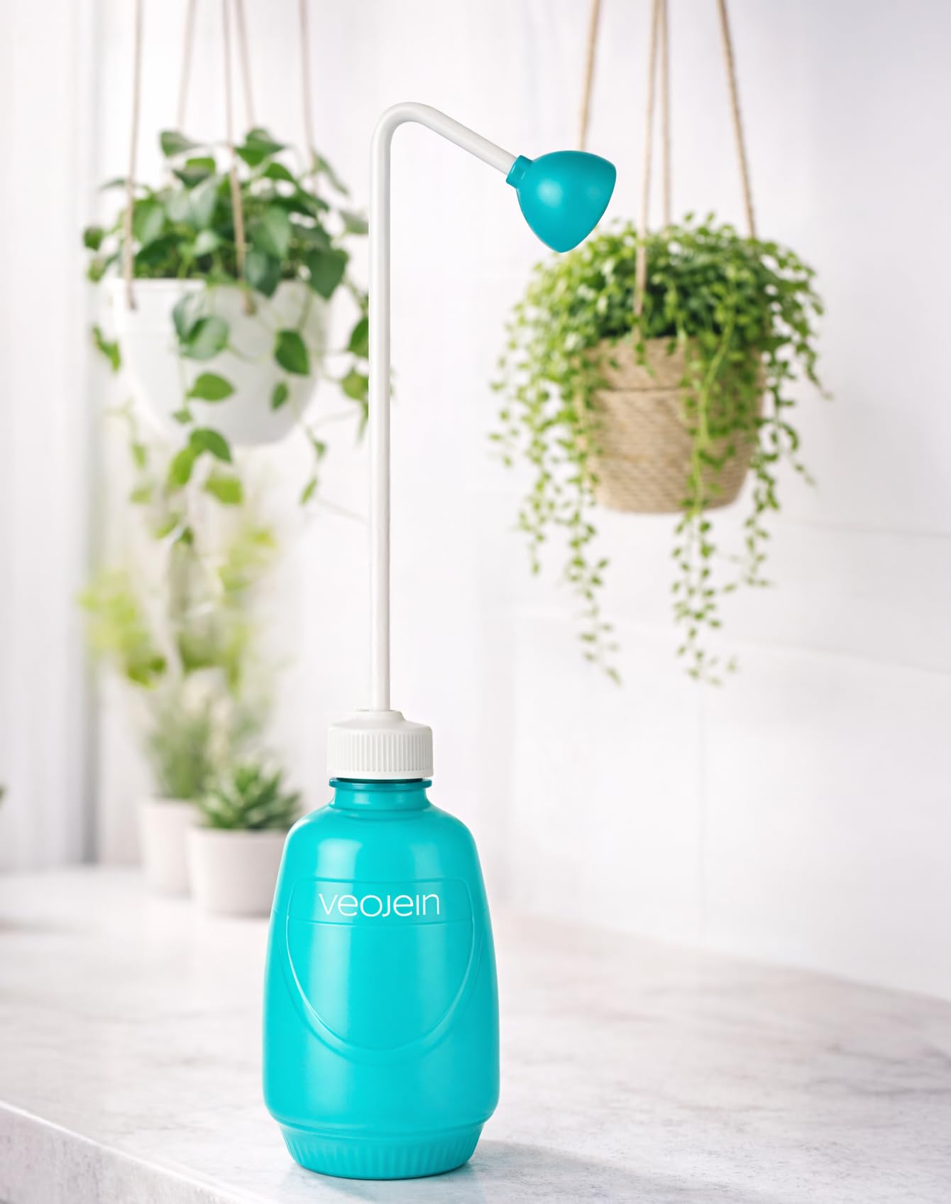 VEOJEIN Longest Spout Plant Watering Squeeze Bottle [16,2", Pack of 2], Watering Can for Hanging Plants, Original Extended Design for Hard-to-Reach Plants Indoor & Outdoor Watering, 15 oz (Teal)