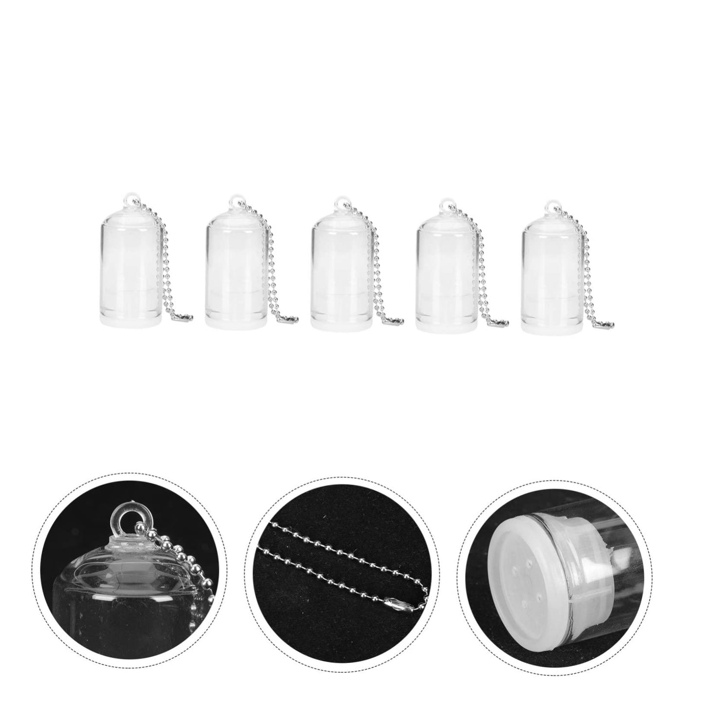 BESPORTBLE 5pcs Mini Glass Cover Keychain Pendant Terrarium Decoration for Handbags Purses and Keychains Empty No Plants Included