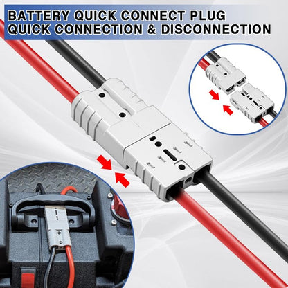 2 Pcs Battery Quick Connector, Anderson Connector 50A Kit, Plug 8 Guage 1.64ft Cables, 50A Battery Quick Connector, Anderson Connectors for Battery Cars, Sightseeing Cars, Tractors, Motors