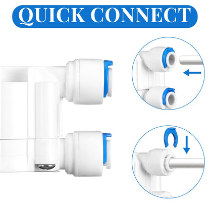 Colingmill 2 Pack 1/4 Inch Tube Automatic Shut off Valve, with Quick Connect Fittings, for Ro Reverse Osmosis Water Filter System, White